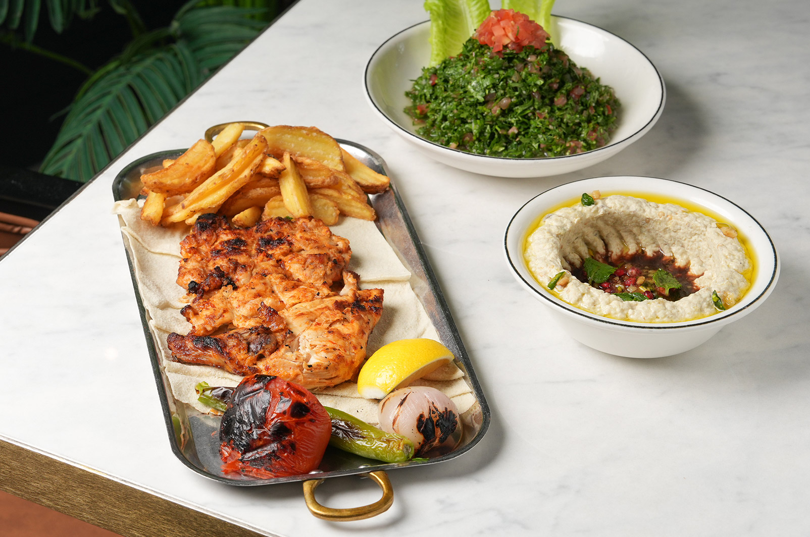 نصف دجاج مسحّب مشوّي